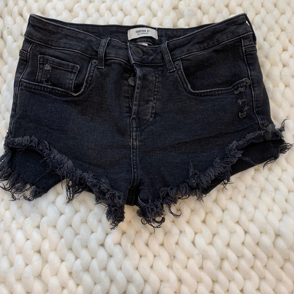 black jean shorts